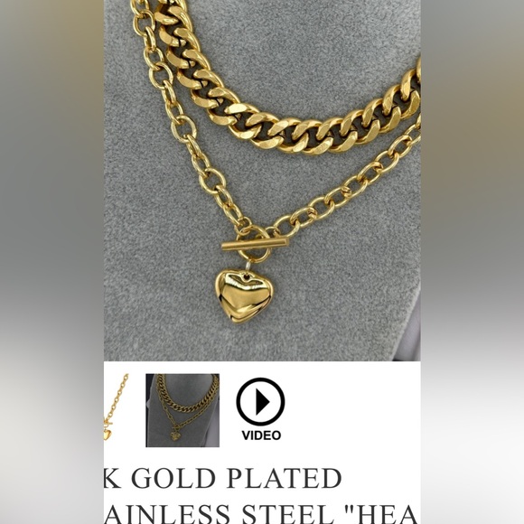 18K Gold Plated heart necklace / New item - Picture 3 of 3